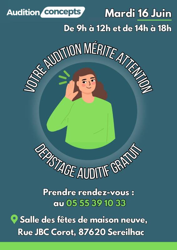 DEPISTAGE AUDITIF GRATUIT LE 16 JUIN 2026